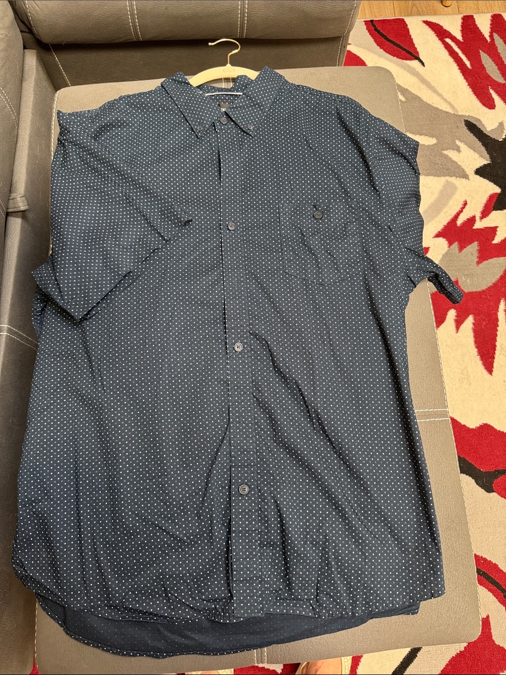 Weatherproof Navy Short-Sleeve Microdot Button-Down Shirt Navy